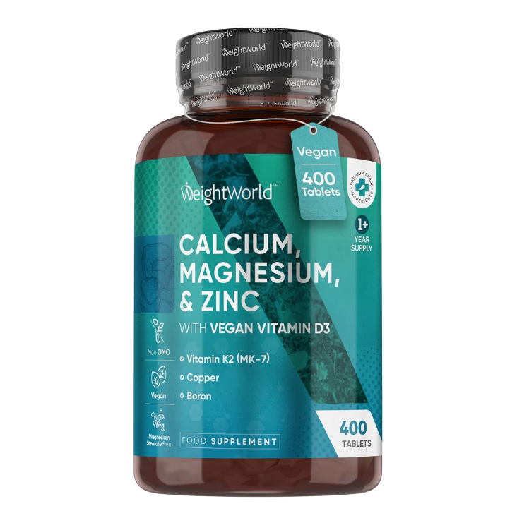 Calcium, Magnesium & Zinc with Vegan Vitamin D3 – WeightWorld – 400 Tablets