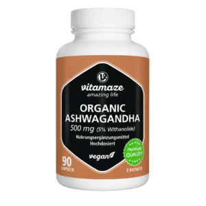 Vitamaze Organic Ashwagandha Extract 500mg 90 Vegan Capsules