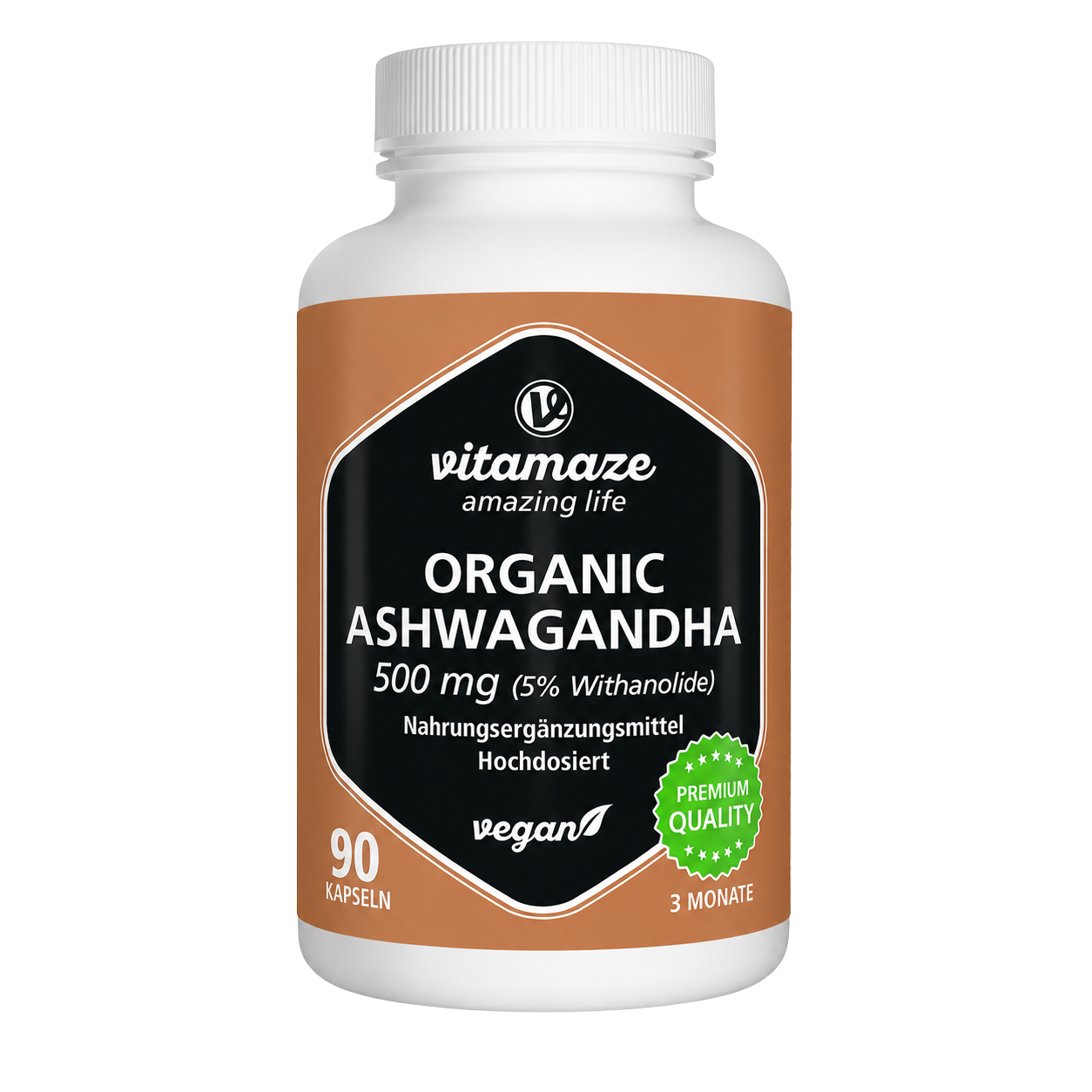 Vitamaze Organic Ashwagandha Extract 500mg 90 Vegan Capsules