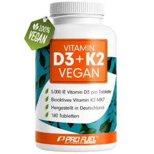 ProFuel Vitamin D3 K2 Vegan 5000 IU 200mcg 120 Tablets