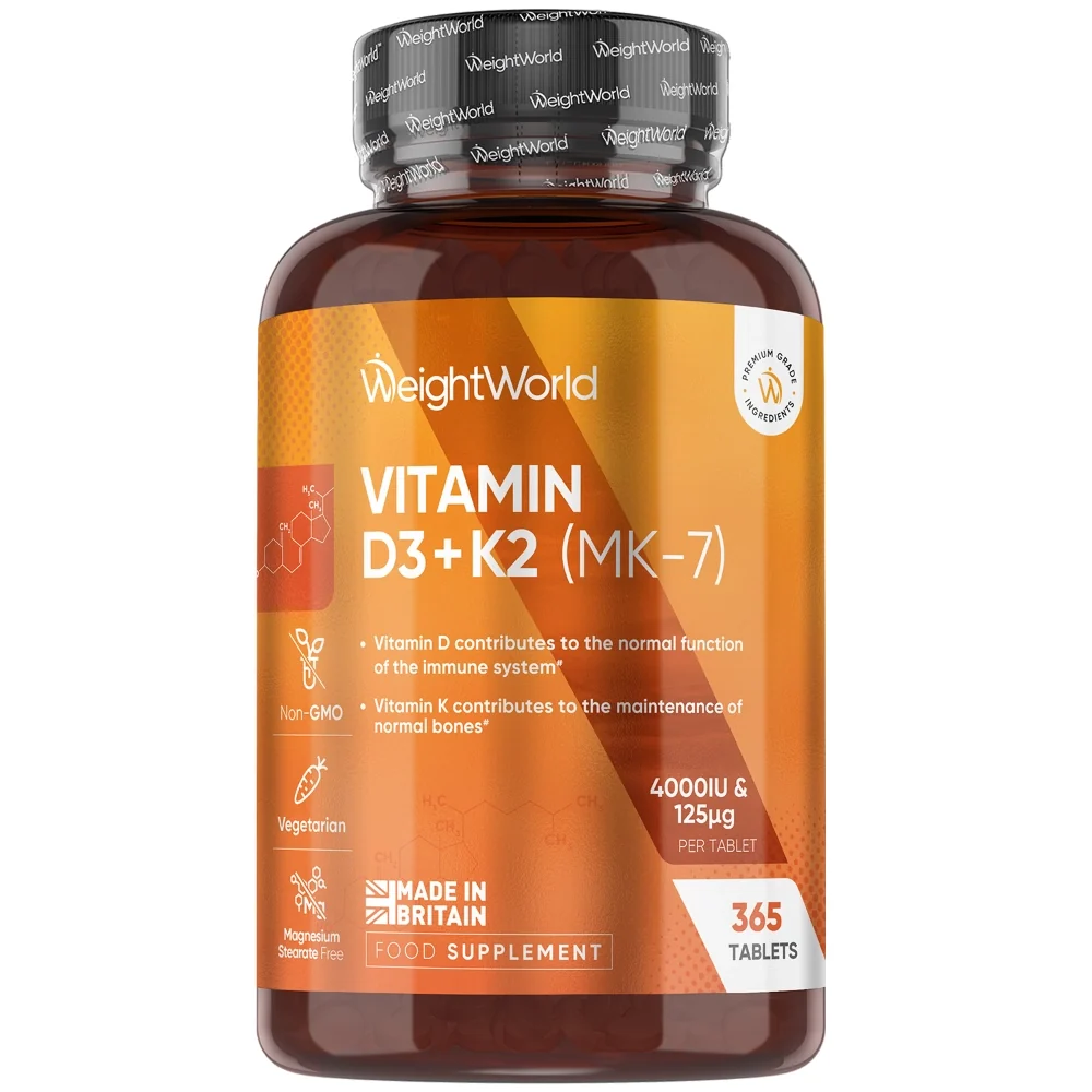 weightworld vitamin d3 4000iu + k2 (mk 7) 125mcg 365 tablets weightworld vitamin d3 4000iu + k2 (mk 7) 125mcg 365 tablets
